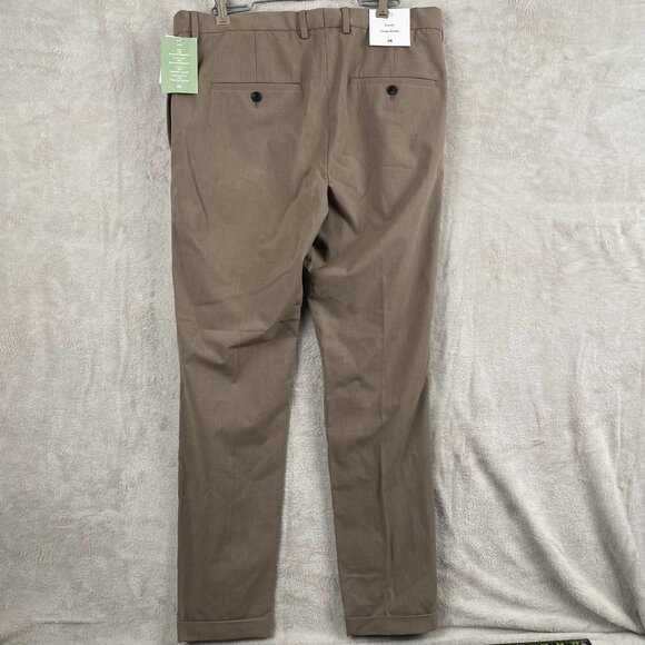 H&M Men's Trousers 33W 34x28 Measured Slim Fit Brown Recycled Polyester - Picture 12 of 16
